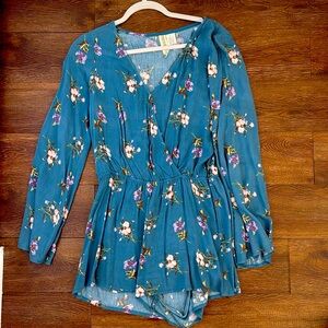 Blue Floral Romper